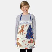 Niedlich Retro Christmas Fox Kinder Personalisiert Schürze (Getragen)
