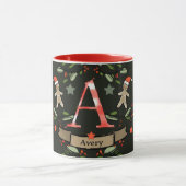 Niedlich Retro Christmas Monogram "A" mit Namen Tasse (Zentrum)