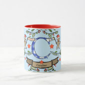 Niedlich Retro Christmas Monogram "C" mit Namen Tasse (Zentrum)