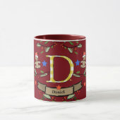Niedlich Retro Christmas Monogram "D" mit Namen Tasse (Zentrum)