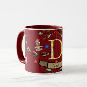 Niedlich Retro Christmas Monogram "D" mit Namen Tasse (Vorderseite Links)