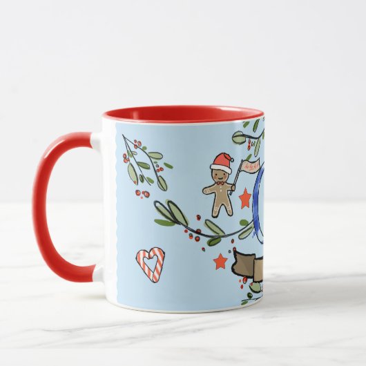 Niedlich Retro Christmas Monogram "G" mit Namen Tasse (Links)