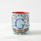 Niedlich Retro Christmas Monogram "G" mit Namen Tasse (Zentrum)