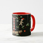 Niedlich Retro Christmas Monogram "I" mit Namen Tasse (VorderseiteRechts)