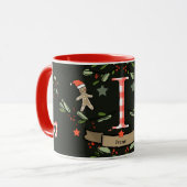 Niedlich Retro Christmas Monogram "I" mit Namen Tasse (Vorderseite Links)