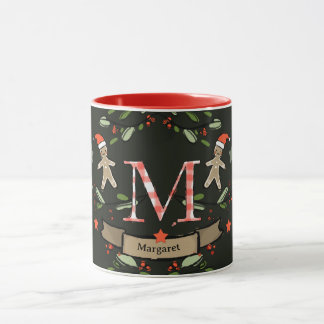 Niedlich Retro Christmas Monogram "M" mit Namen Tasse