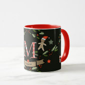Niedlich Retro Christmas Monogram "M" mit Namen Tasse (VorderseiteRechts)