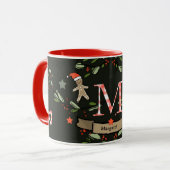 Niedlich Retro Christmas Monogram "M" mit Namen Tasse (Vorderseite Links)