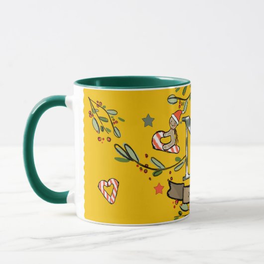 Niedlich Retro Christmas Monogram "N" mit Namen Tasse (Links)