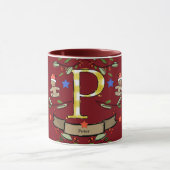Niedlich Retro Christmas Monogram "P" mit Namen Tasse (Zentrum)