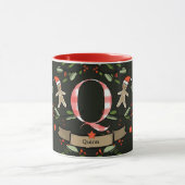 Niedlich Retro Christmas Monogram "Q" mit Namen Tasse (Zentrum)