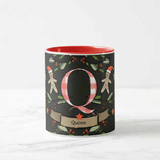 Niedlich Retro Christmas Monogram "Q" mit Namen Tasse