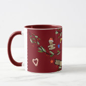 Niedlich Retro Christmas Monogram "T" mit Namen Tasse (Links)