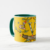 Niedlich Retro Christmas Monogram "V" mit Namen Tasse (Vorderseite Links)