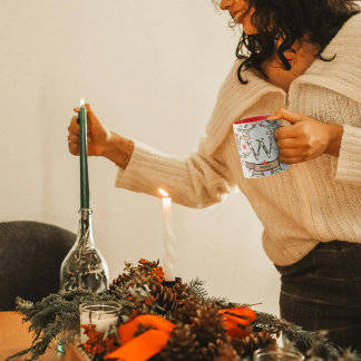 Niedlich Retro Christmas Monogram "W" mit Namen Tasse