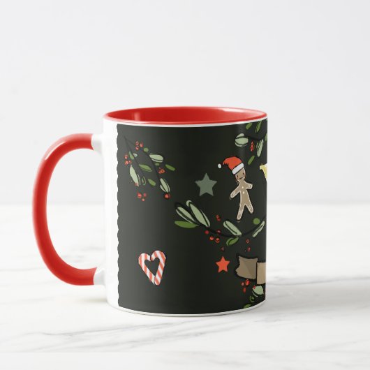Niedlich Retro Christmas Monogram "Y" mit Namen Tasse (Links)