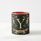 Niedlich Retro Christmas Monogram "Y" mit Namen Tasse (Zentrum)