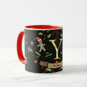 Niedlich Retro Christmas Monogram "Y" mit Namen Tasse (Vorderseite Links)