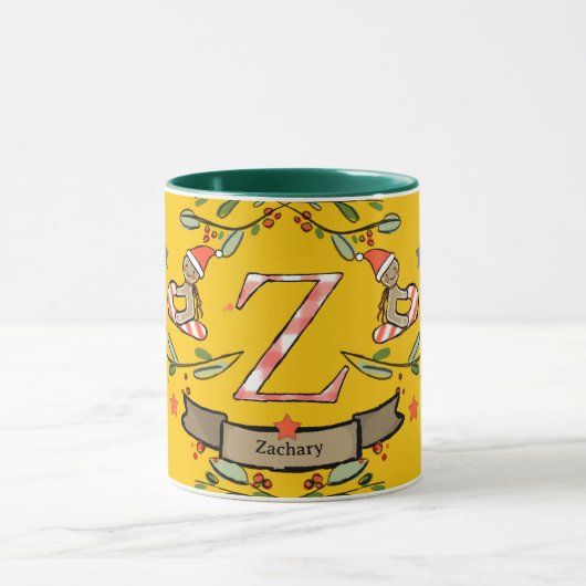 Niedlich Retro Christmas Monogram "Z" mit Namen Tasse (Zentrum)