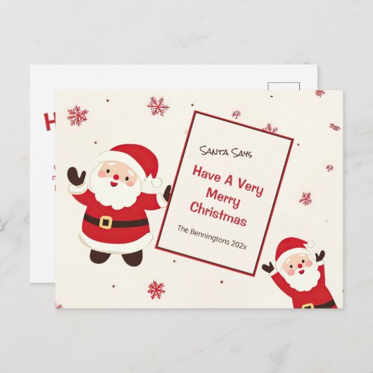 Niedlich Retro Christmas Santa Postkarte (Vorne/Hinten)