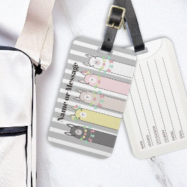 Niedlich Retro Colorful Llamas Girl Kinder Gepäckanhänger