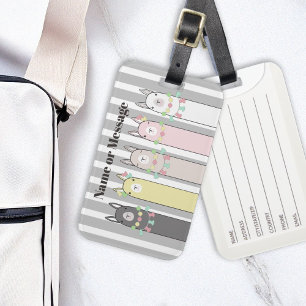 Niedlich Retro Colorful Llamas Girl Kinder Gepäckanhänger