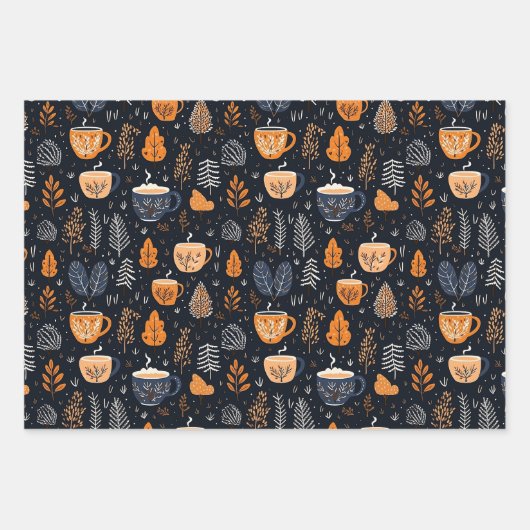 Niedlich Retro Cosy Fall Pattern Geschenkpapier Set (Vorderseite 2)