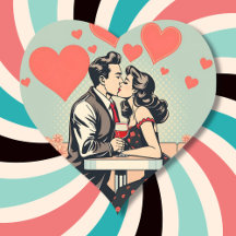 Niedlich Retro Couple Kissing Pop Kunst und Kultur