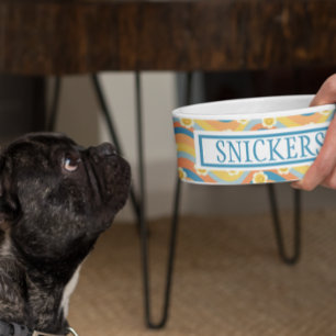 Niedlich Retro Daisy Blume Personalisiert Name Napf