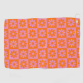 Niedlich Retro Daisy Blume überprüft rosa Orange Golfhandtuch (Horizontal)