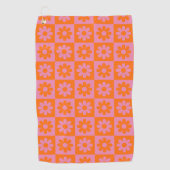 Niedlich Retro Daisy Blume überprüft rosa Orange Golfhandtuch (Vorderseite)