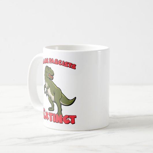 Niedlich Retro Dinosaurier - Faschisten aussterben Kaffeetasse (Vorderseite Links)
