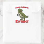 Niedlich Retro Dinosaurier - Faschisten aussterben Quadratischer Aufkleber (Tasche)