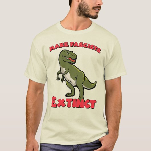 Niedlich Retro Dinosaurier - Faschisten aussterben T-Shirt (Vorderseite)