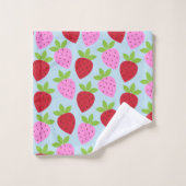 Niedlich Retro Erdbeere Frucht Muster Rosa Blau Badhandtuch Set (Waschlappen)