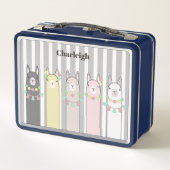 Niedlich Retro farbenfrohe Llamas Custom Metall Brotdose (Rückseite)