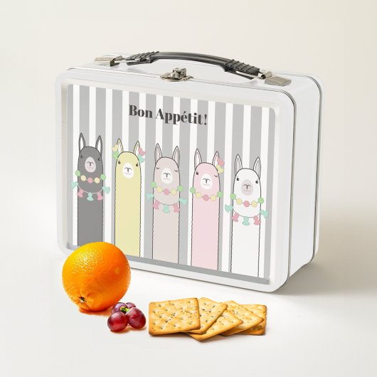 Niedlich Retro farbenfrohe Llamas Custom Metall Brotdose