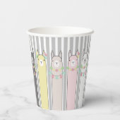 Niedlich Retro farbenfrohe Llamas Custom Pappbecher (Rückseite)