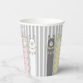 Niedlich Retro farbenfrohe Llamas Custom Pappbecher (Rechts)