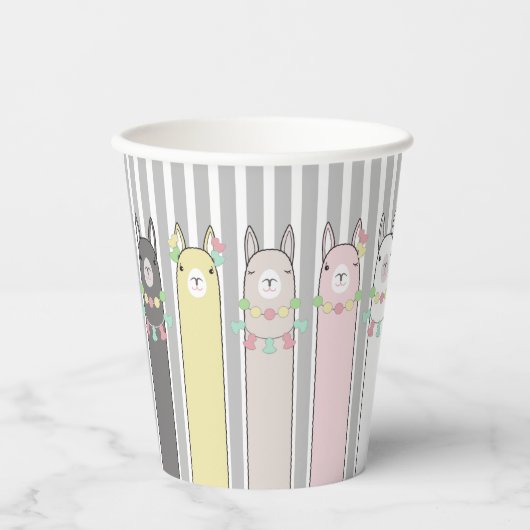 Niedlich Retro farbenfrohe Llamas Custom Pappbecher (Vorderseite)