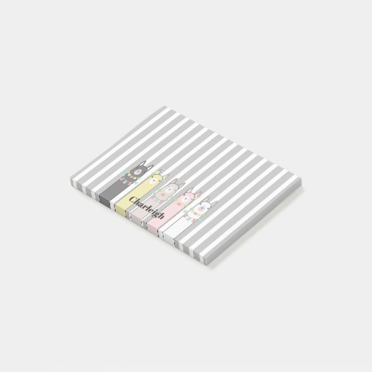 Niedlich Retro farbenfrohe Llamas Custom Post-it Klebezettel (angewinkelt)