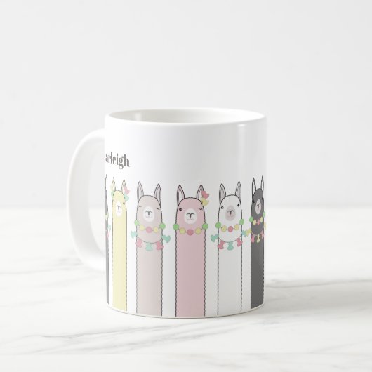 Niedlich Retro farbenfrohe Llamas Kaffeetasse (Vorderseite Links)