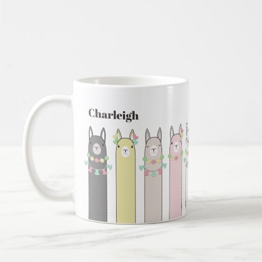 Niedlich Retro farbenfrohe Llamas Kaffeetasse (Links)