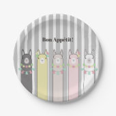 Niedlich Retro farbenfrohe Llamas Kids Party Pappteller (Vorderseite)