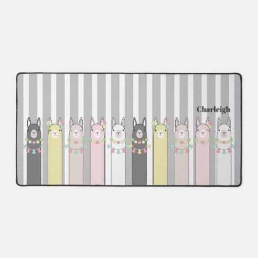 Niedlich Retro farbenfrohe Llamas Kids Schreibtischunterlage (Vorderseite)