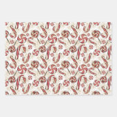 Niedlich Retro Festive Candy Cane Lollipops Muster Geschenkpapier Set (Vorderseite 3)
