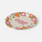 Niedlich Retro-Floral One | Baby's First Birthday Pappteller (Schrägansicht)