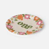 Niedlich Retro-Floral One | Baby's First Birthday Pappteller (Schrägansicht)