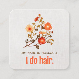 Niedlich Retro Floral Orange Wildblumen Quadratische Visitenkarte