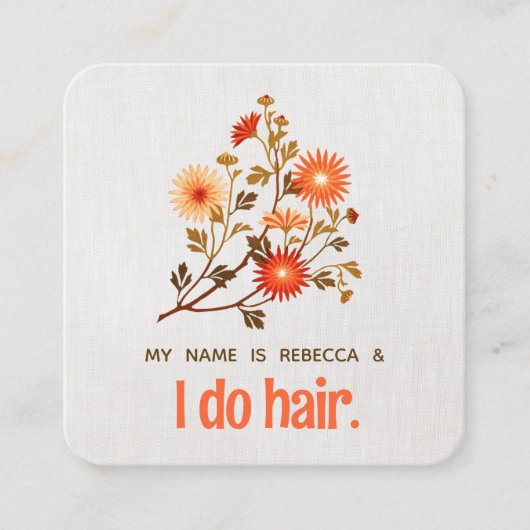 Niedlich Retro Floral Orange Wildblumen Quadratische Visitenkarte (Vorderseite)